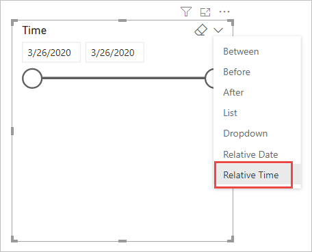 Screenshot of changing to relative time.
