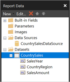 Screenshot of Dataset in Report Data pane.