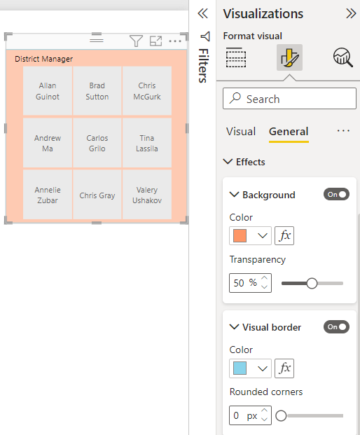 Screenshot of Frame outline options.