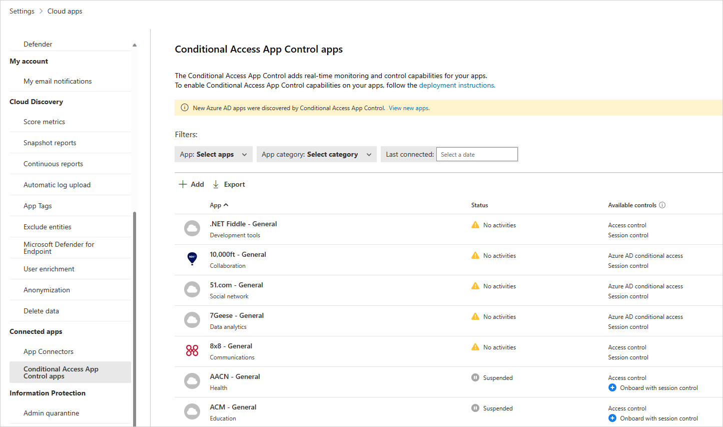 Conditional access app control apps