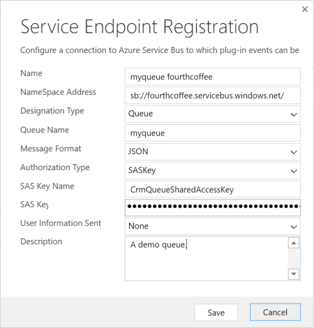 Service endpoint registration.