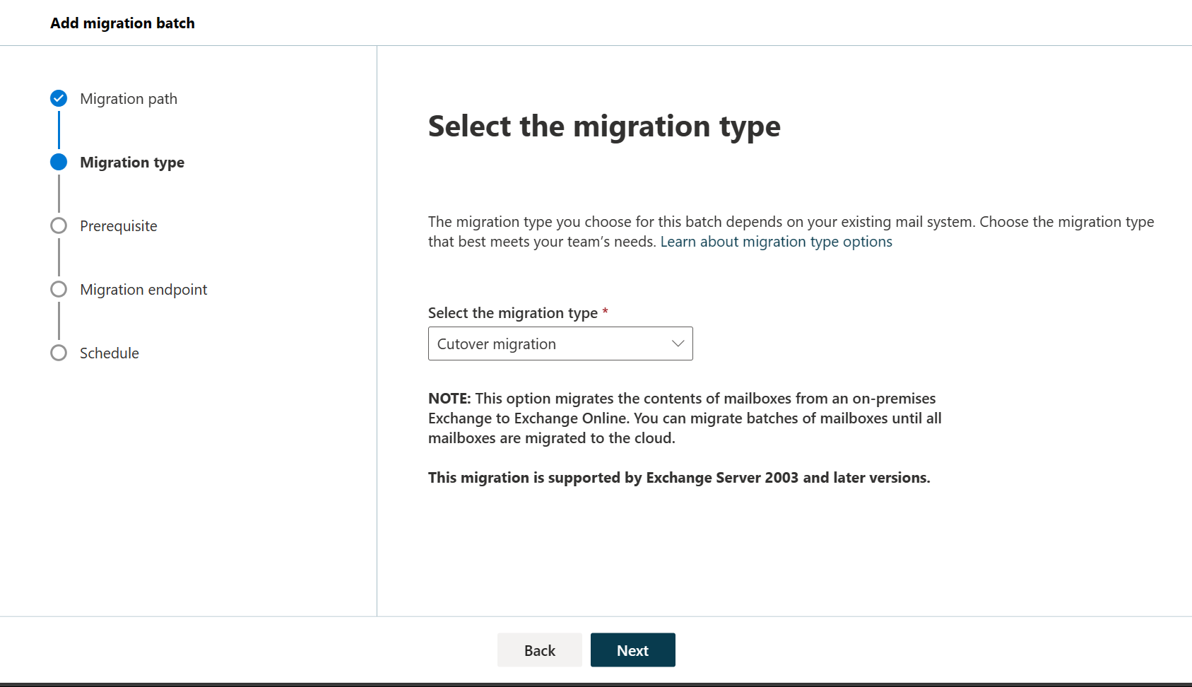 select migration type