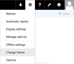 Change theme menu location in Outlook on the web.