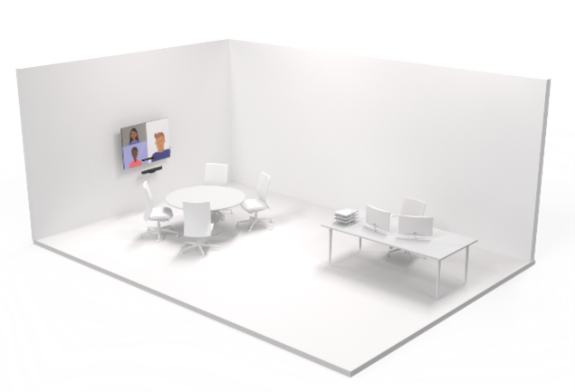 Render showing a native Teams setup in a purposefully designed space.