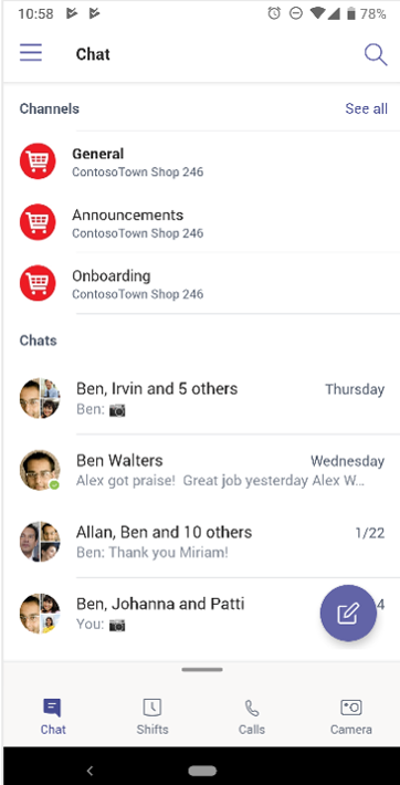 Screenshot that shows the page dealing with messaging experience with Shifts.
