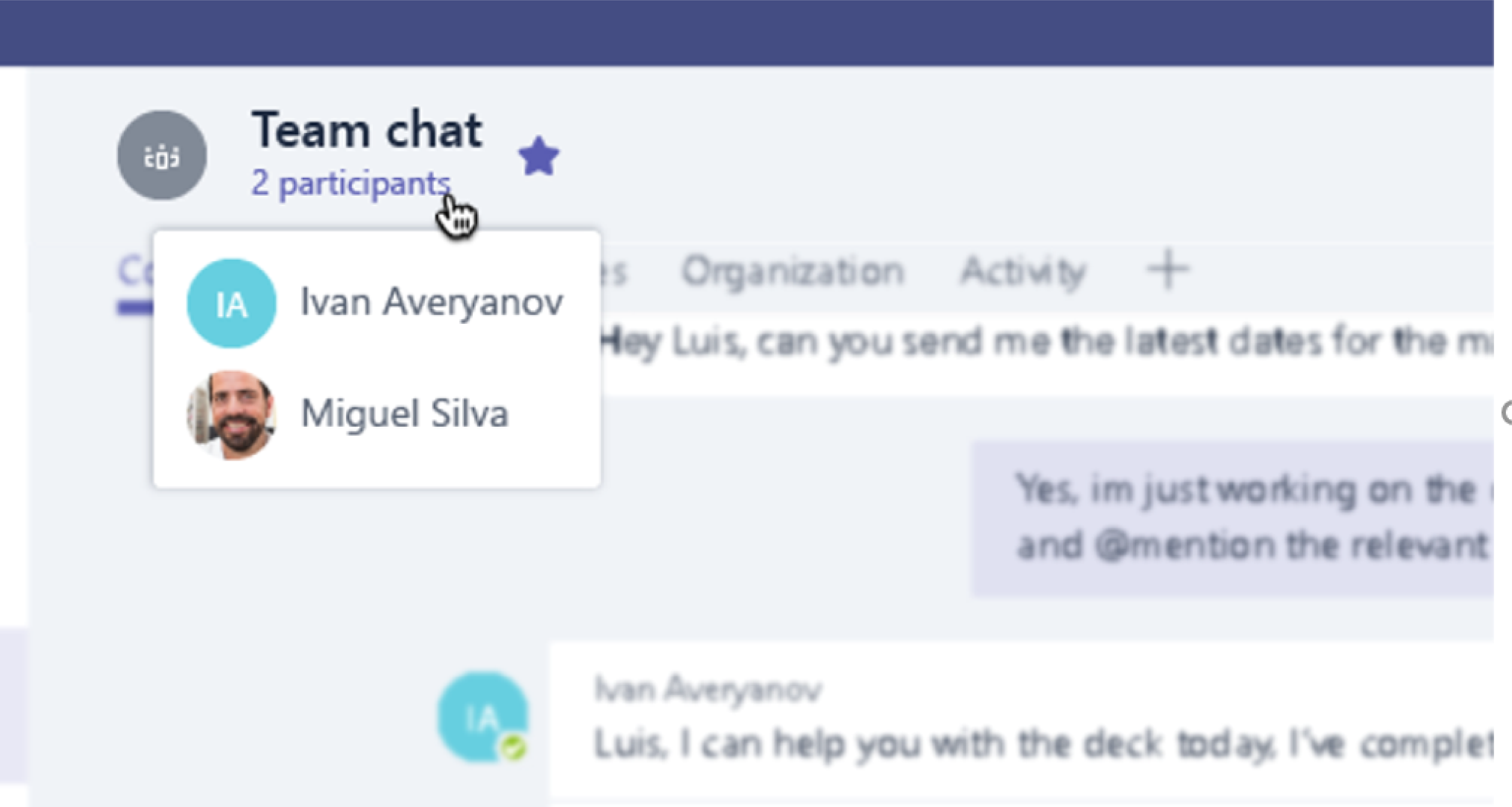 Screenshot showing the page from which you can manage group chat.