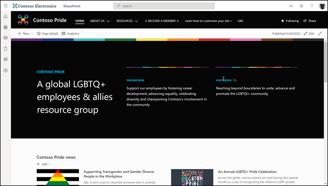 Image of the LGBTQ+ employee resource group landing page