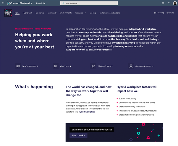 Image of the Workplace transformation site landing page