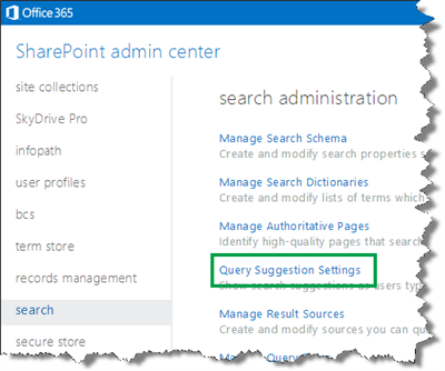 Select Query Suggestion Settings
