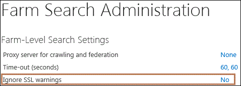 Screen shot of Farm Search Administration page