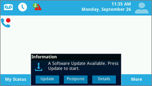 Screen shot showing Update and Postpone options.