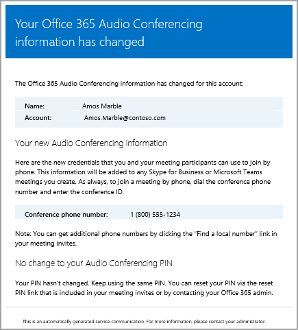 Dial-in conferencing info has changed.