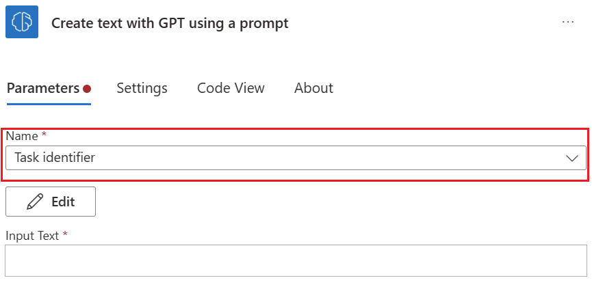 Screenshot of the 'Task identifier' custom prompt.