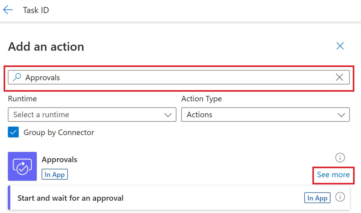 Screenshot of the 'See more' button to get a list of all approval actions.
