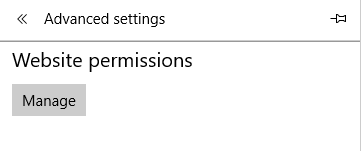 Manage website permissions from the Microsoft Edge Settings panel