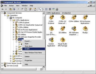 Figure 5 Enabling a Disabled Application