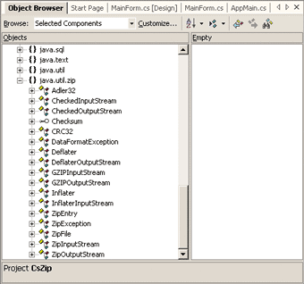 Figure 2 Namespaces in the Object Browser