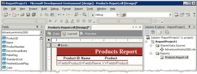 Figure 2 Visual Studio Report Designer