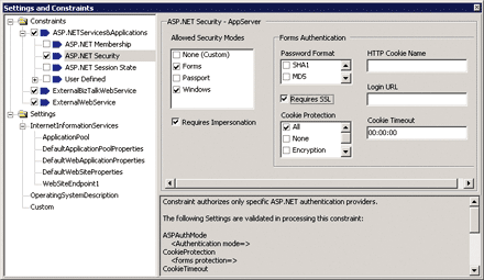 Figure 5 Settings and Contraints Editor