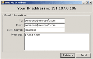 Figure 1 Call the Service, Display the IP, and Send E-Mail