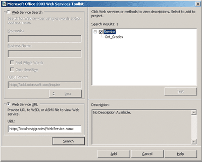 Figure 5 Office 2003 Web Services Toolkit in Excel