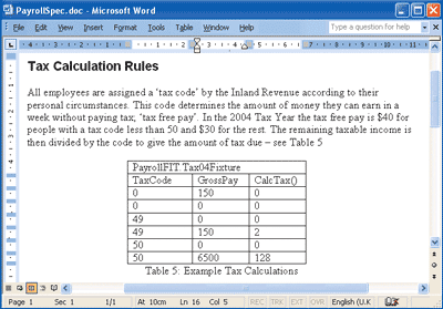 Figure 1 FIT Input - FIT Test Table in Word