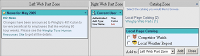 Figure 9 CatalogZones Allow Users to Dynamically Add Web Parts