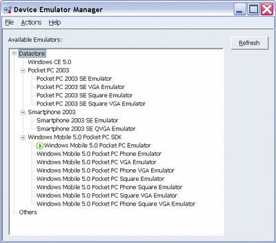 Figure 4 Device Emulator Manager with an Emulator Running