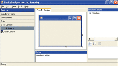 Figure 6 Hosting Windows Forms Designer