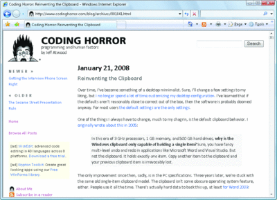 Jeff Atwood's Blog, Coding Horror 
