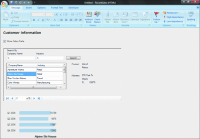 Figure 14 Final Custom Outlook Replacement Form Region (with WPF Chart Visible)