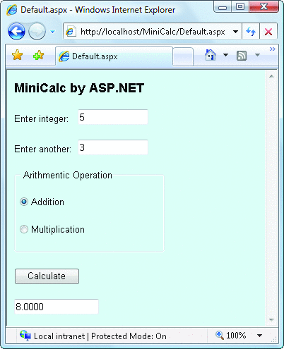 Figure 1 Simple ASP.NET Web Application under Test