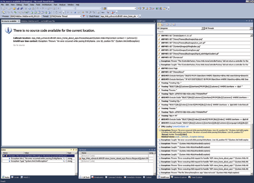 image: When Debugging Starts from the Summary Page, Visual Studio Operates Just Like a Live Debugging Session