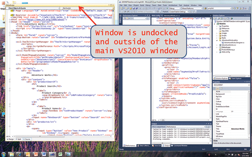 Figure 1 Untethering a Window from the IDE