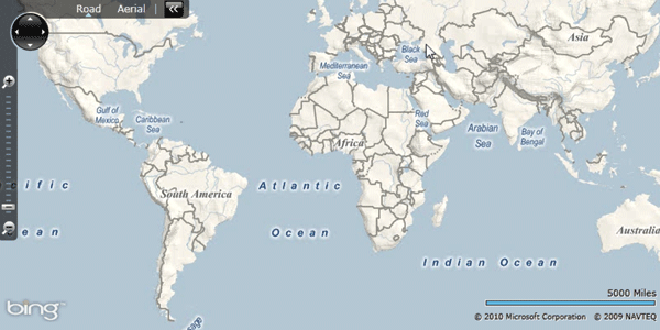 image: DLR-Based Bing Map Silverlight Application in Default Road Map Mode
