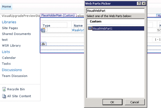 Figure 4 Inserting the Web Part