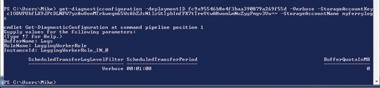 Figure 10 Diagnostics Configuration for a Running Service Using Windows PowerShell