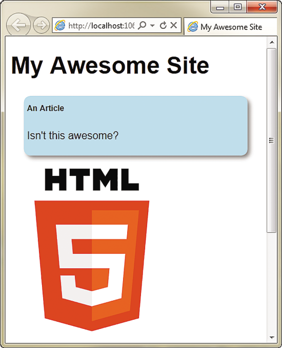 Semantic Page with Styles and an HTML5 <canvas> Element, Rendered in Internet Explorer 9