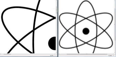 The vector image on the left stays crisp when zoomed; the raster image on the right becomes blurry