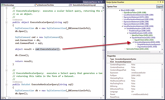 The Roslyn Syntax Visualizer in Visual Studio 2013