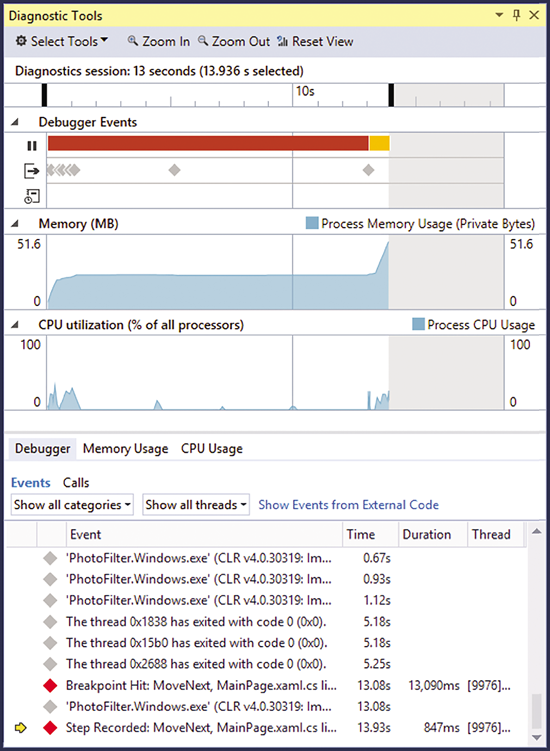 The New Diagnostic Tools Window in Visual Studio 2015