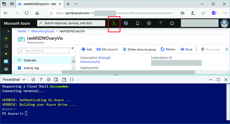 The Cloud Shell of the Azure Portal PowerShell Console