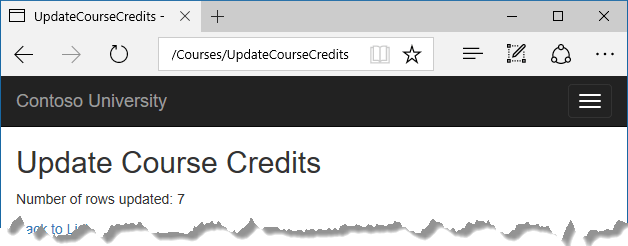Update Course Credits page rows affected