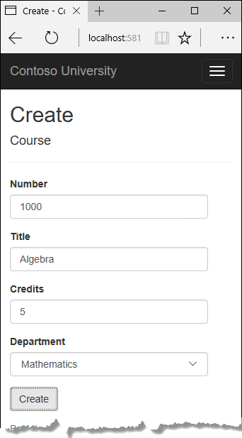 Course Create page