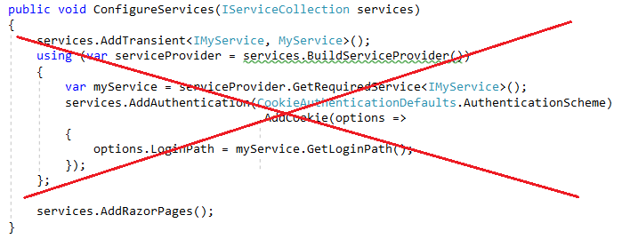 bad code calling BuildServiceProvider