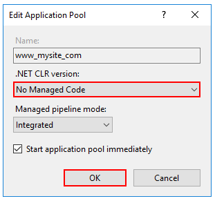 Set No Managed Code for the .NET CLR version.