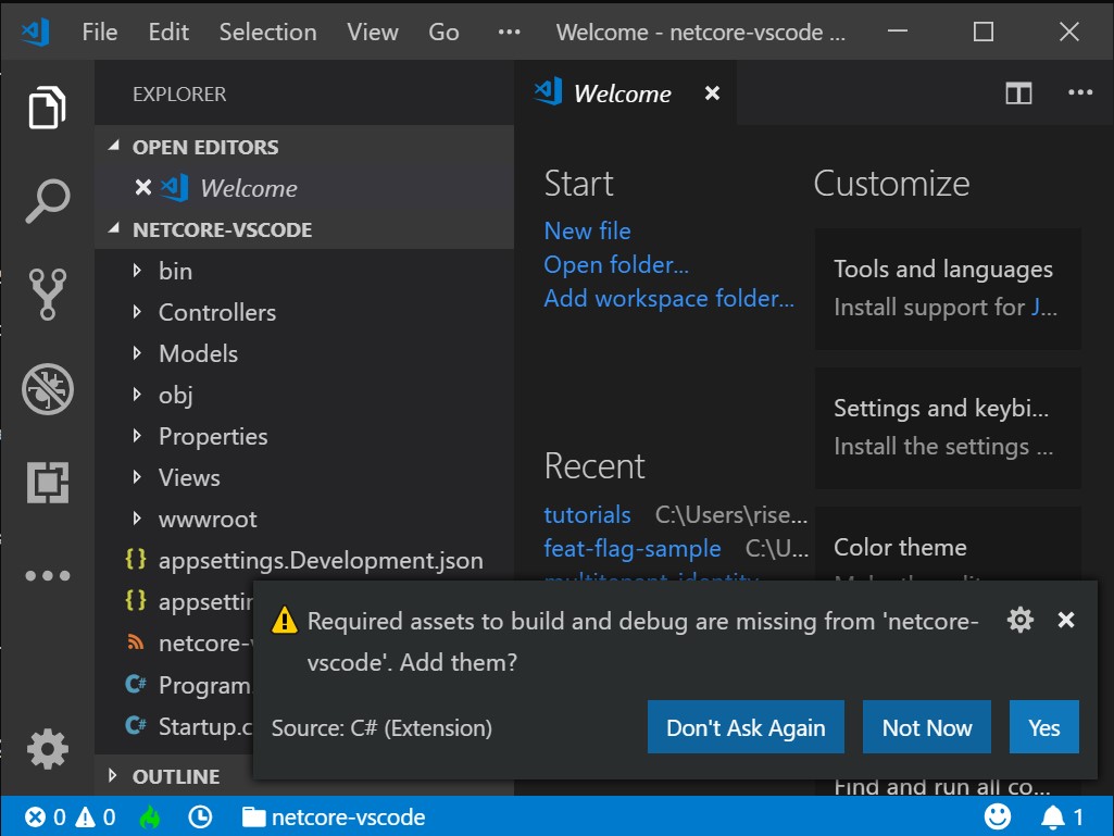 Visual Studio Code interface with project loaded