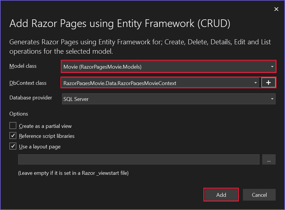 Add Razor Pages