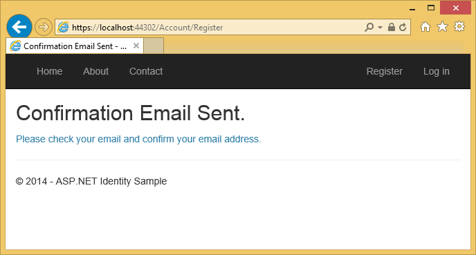Image of email sent confirmation window