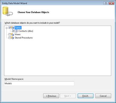 Screenshot shows Choose Your Database Objects.